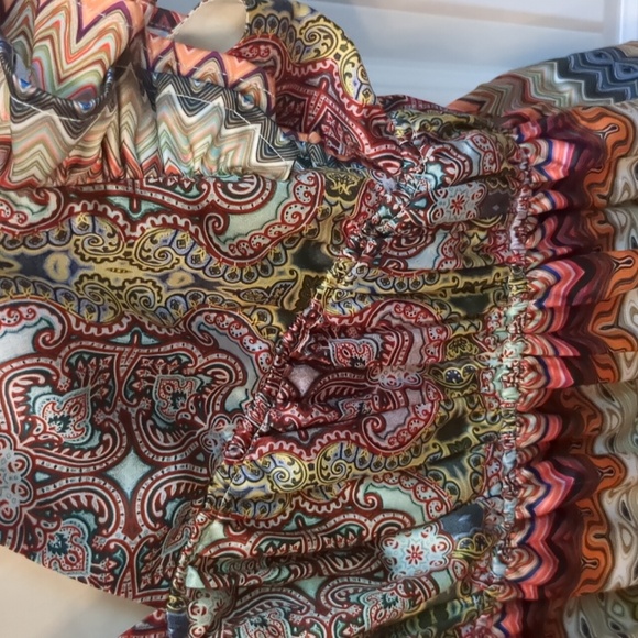 Ciebon joulie satin shirred waist flutter top in multi Color - Picture 4 of 7